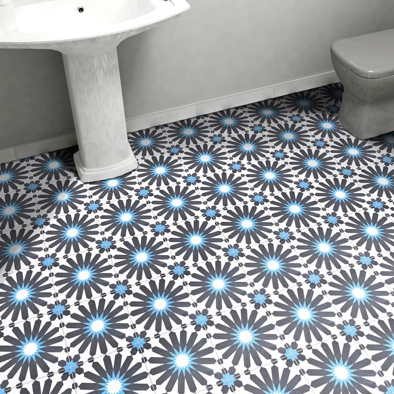 Handmade Alhambra in Black and Blue Tile, Pack of 12 (Morocco)