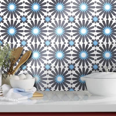 Handmade Alhambra in Black and Blue Tile, Pack of 12 (Morocco)
