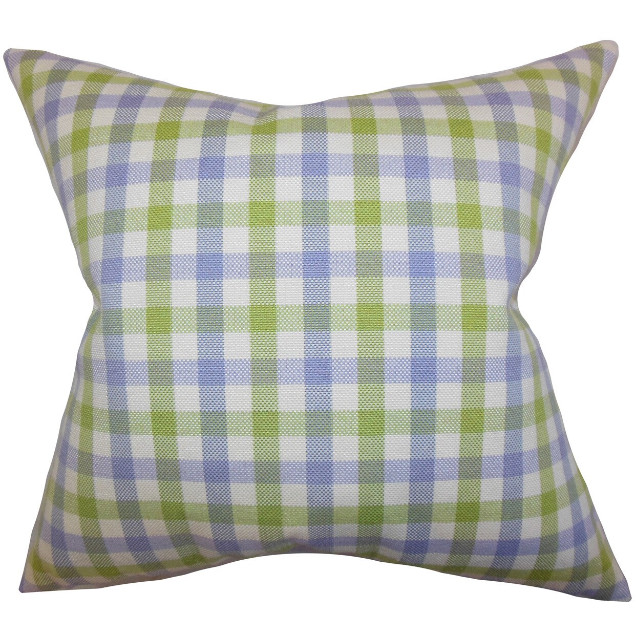 The Pillow Collection Manteo Plaid Blue Green Down Filled Throw Pillow
