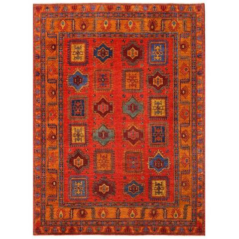 Handmade One-of-a-Kind Vegetable Dye Kazak Wool Rug (Afghanistan) - 9'3 x 12'7