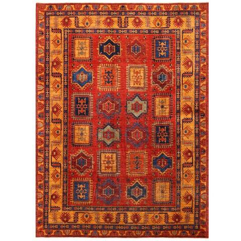 Handmade One-of-a-Kind Vegetable Dye Kazak Wool Rug (Afghanistan) - 9'6 x 13'1