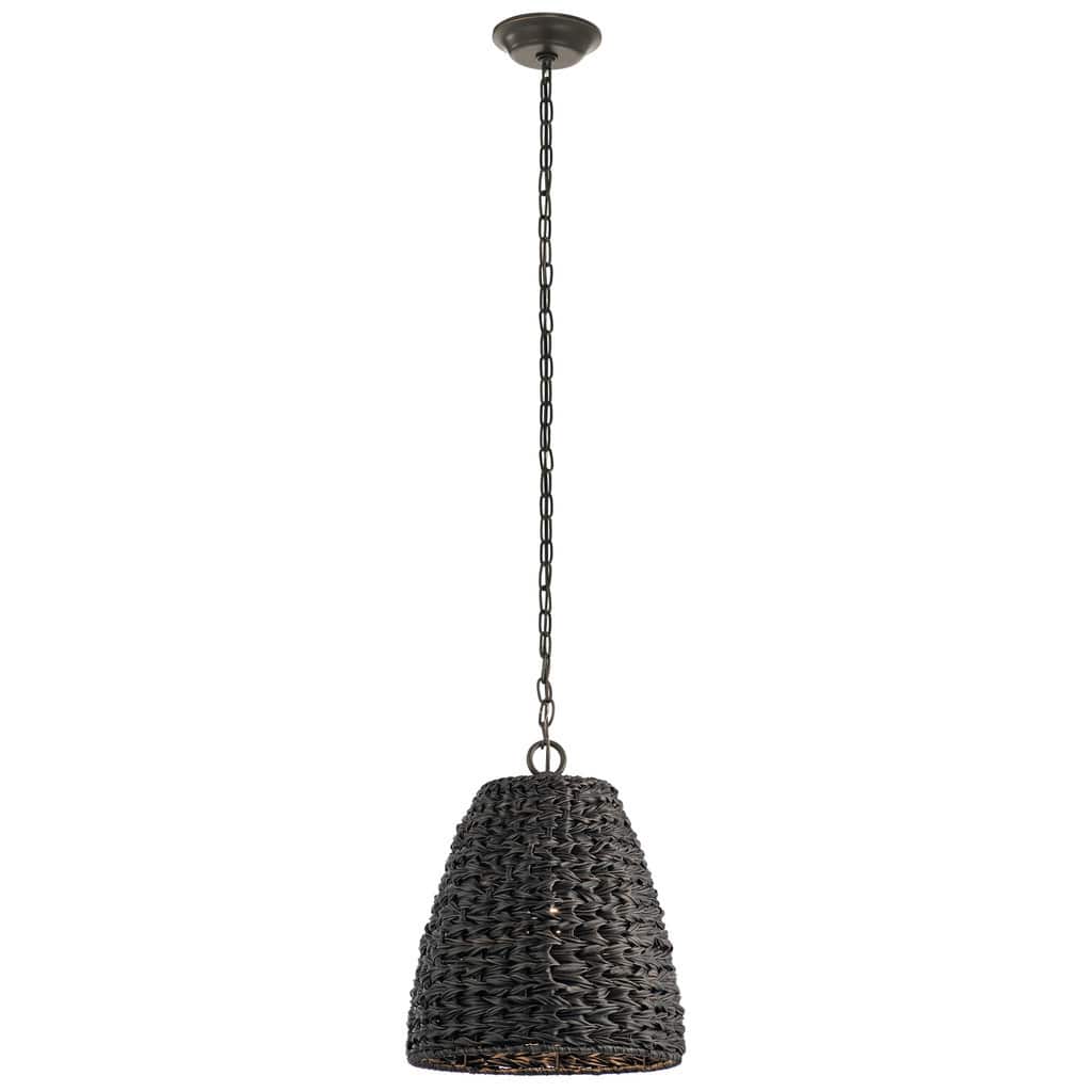 Kichler Lighting Palisades Collection 1-light Olde Bronze/Chestnut Wicker Outdoor Pendant