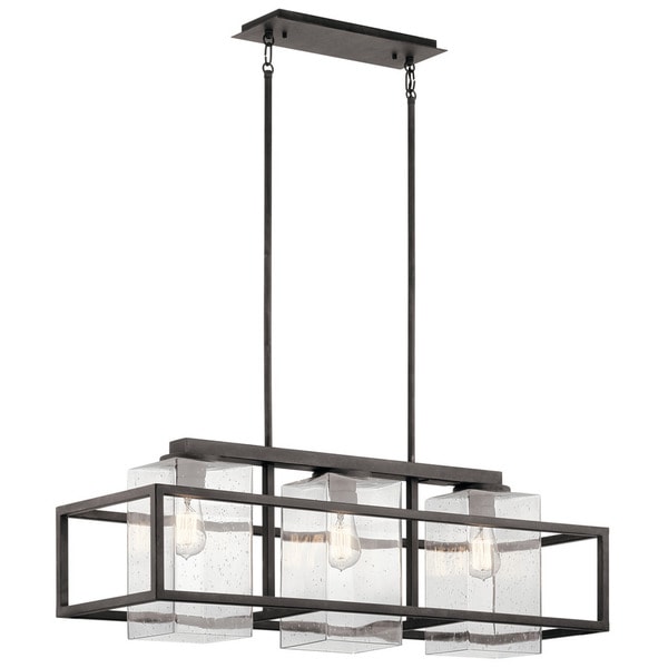 Kichler Lighting Wright Collection 3 Light Weathered Zinc Kichler Lighting Wright Collection 3 Light Weathered Zinc Outdoor Linear Chandelier