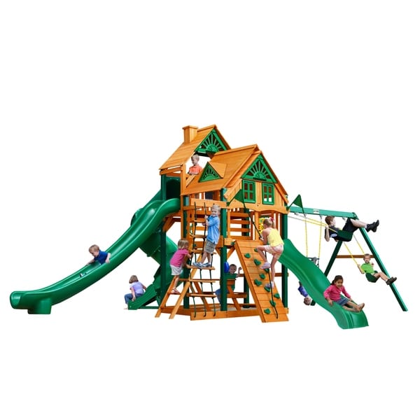 Gorilla Playsets Great Skye II Treehouse Cedar Swing Set with Timber Shield Posts