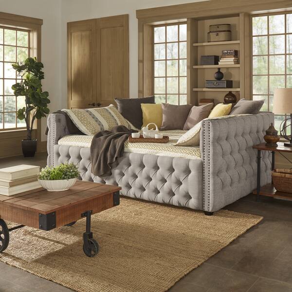 Knightsbridge Queen Tufted Nailhead Chesterfield Daybed W Or W O Trundle By Inspire Q Artisan Overstock
