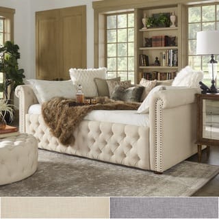 Knightsbridge Full Size Tufted Scroll Arm Chesterfield Daybed and Trundle by iNSPIRE Q Artisan