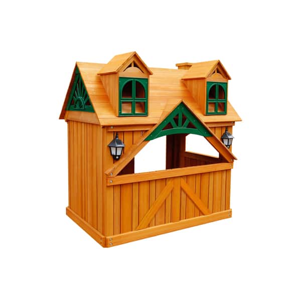 slide 1 of 6, Gorilla Playsets Malibu Wooden Playhouse with Lemonade Sign - Amber