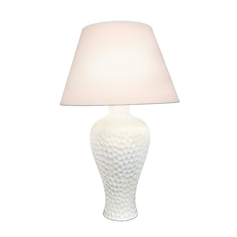 Textured Stucco Curvy Ceramic Table Lamp, White - Bed Bath & Beyond 