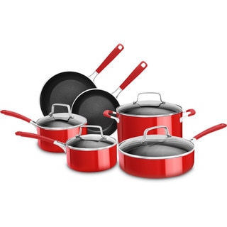 Aoibox 10-Pieces Chili Red Aluminum Induction Non-Stick Cookware Set with Removable  Handle SNPH002IN448 - The Home Depot