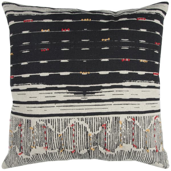 Navy/ White Striped Cotton 22-inch Throw Pillow
