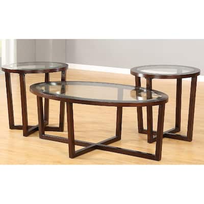 Simmons Casegoods Cherry-finish Hardwood and Glass 3-piece Table Set