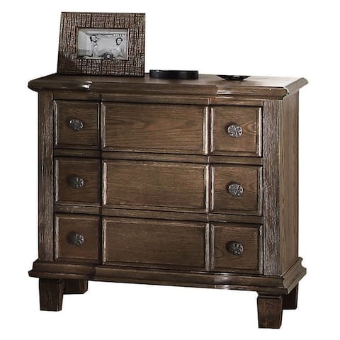 Acme Furniture Baudouin Weathered Oak-finish Acacia 3-drawer Nightstand