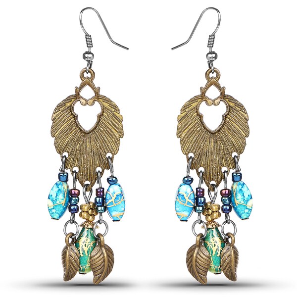 Liliana Bella Oxidized Metal Turquoise Stone Chandelier Liliana Bella Oxidized Metal Turquoise Stone Chandelier Earrings