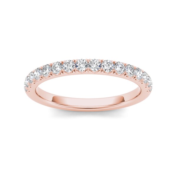De Couer 14k Rose Gold 1/2ct TDW Diamond Wedding Band - Pink