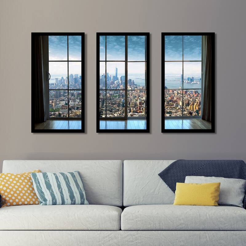 New York City Window' Framed Plexiglass Wall Art (Set of 3)