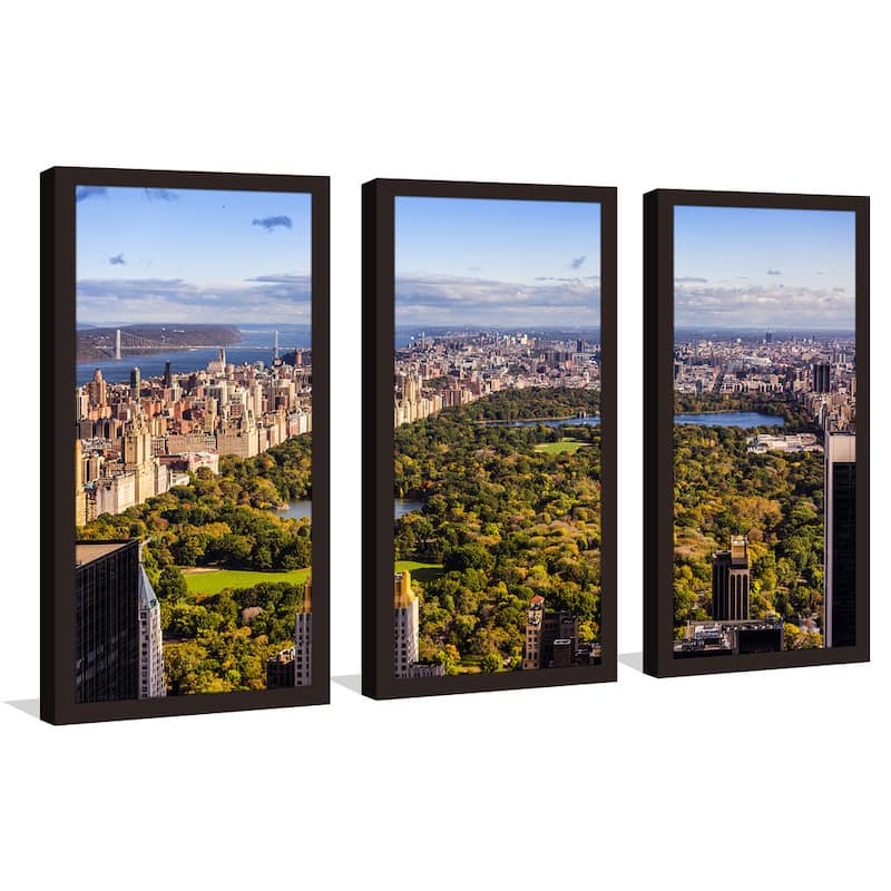New York Central Park I' Framed Plexiglass Wall Art (Set of 3)