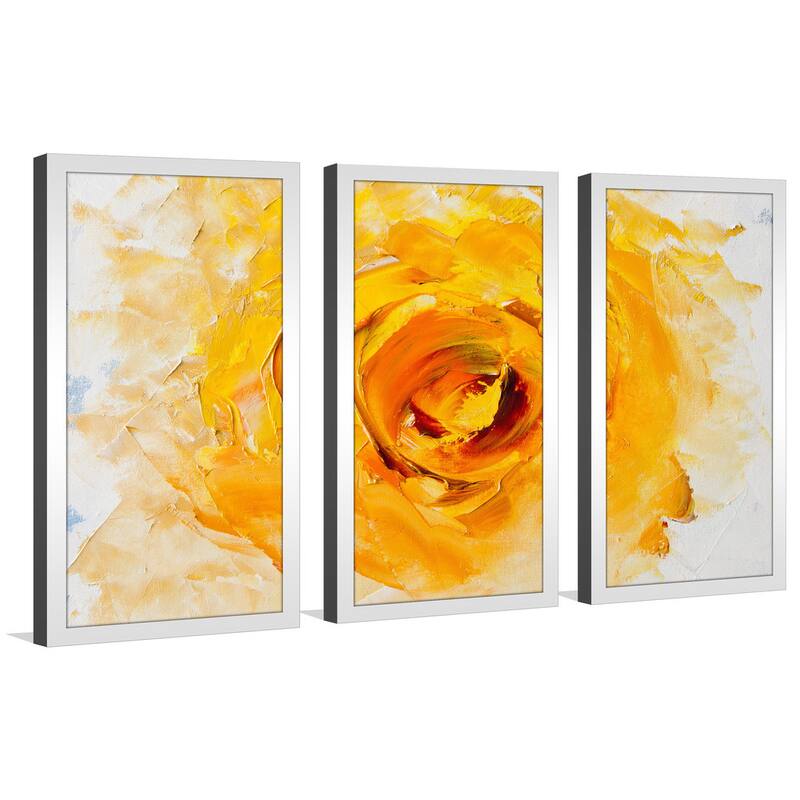 Yellow Flower Abstract' Framed Plexiglass Wall Art (Set of 3)