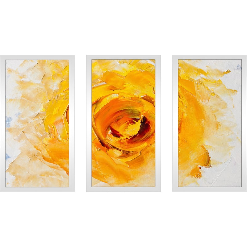 Yellow Flower Abstract' Framed Plexiglass Wall Art (Set of 3)
