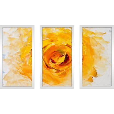 Yellow Flower Abstract' Framed Plexiglass Wall Art (Set of 3)