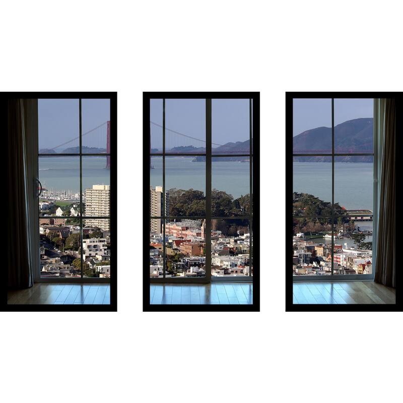 "San Francisco Window" Framed Plexiglass Wall Art Set of 3