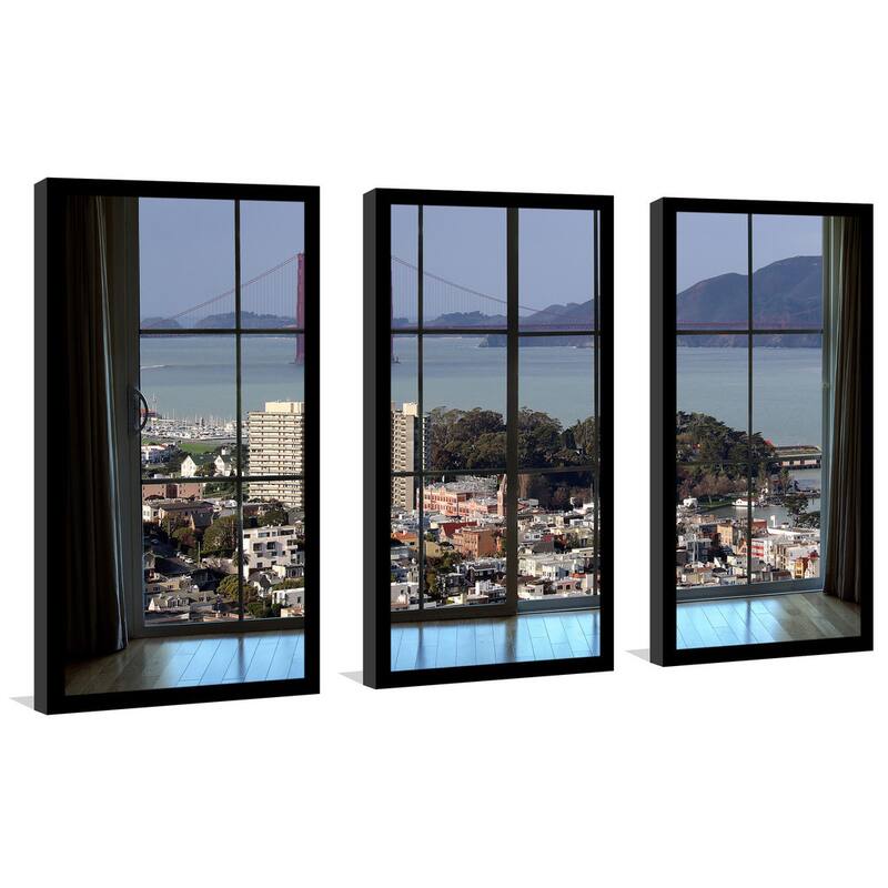 "San Francisco Window" Framed Plexiglass Wall Art Set of 3