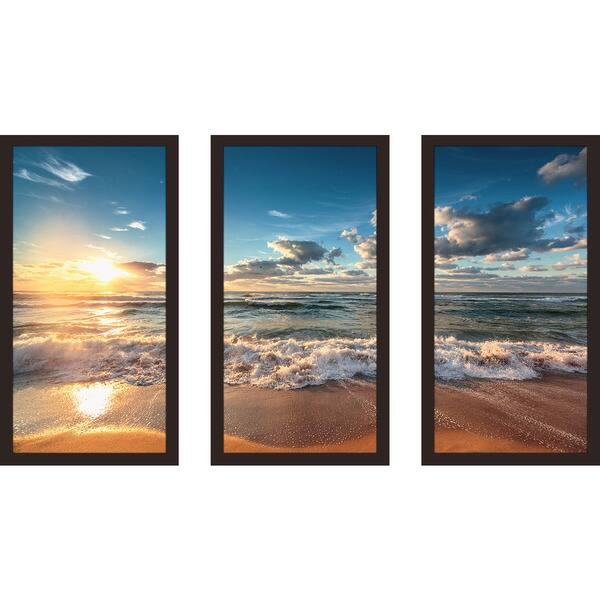 "Cloudscape over the Sea 5" Framed Plexiglass Wall Art Set of 3 - Bed ...
