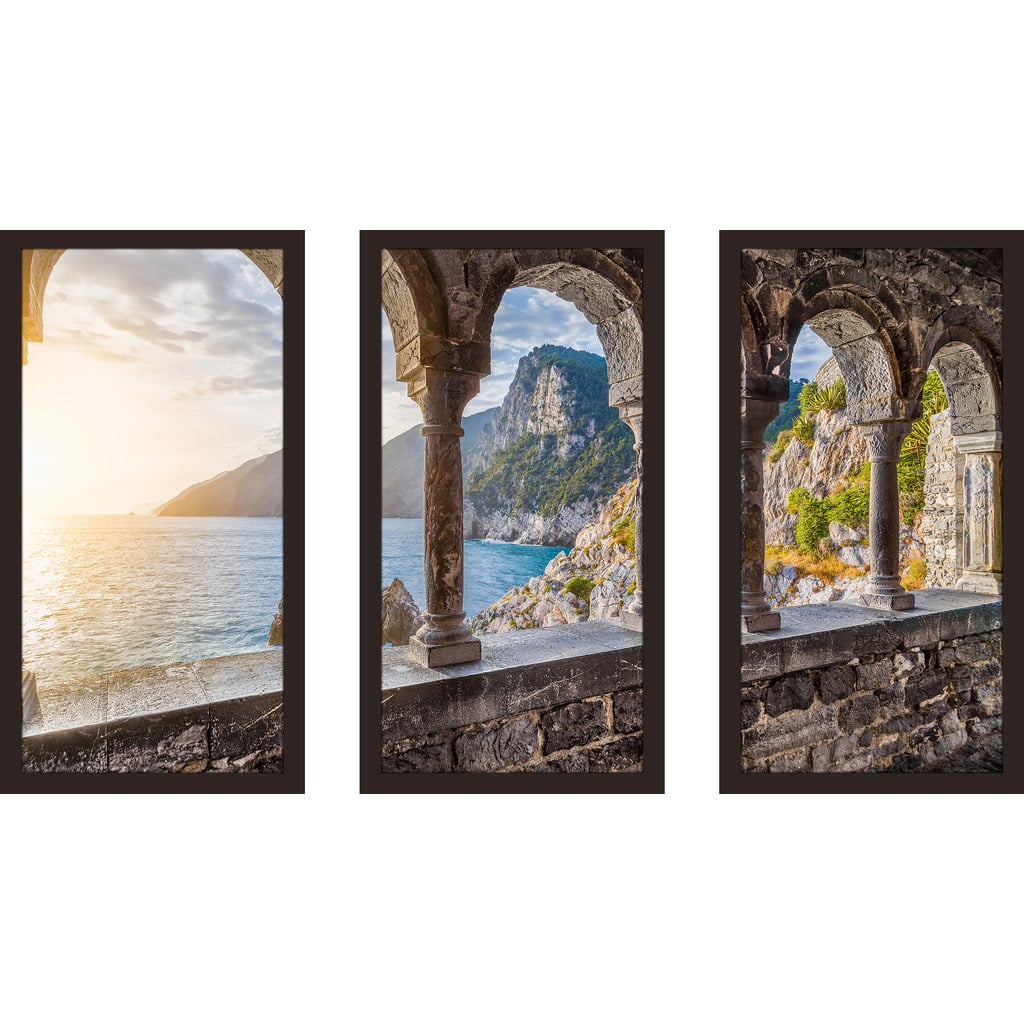 "Chiesa di San Pietro, Italy" Framed Plexiglass Wall Art Set of 3