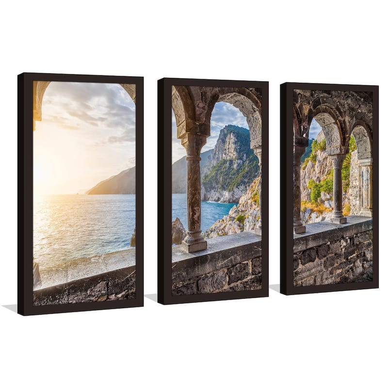 "Chiesa di San Pietro, Italy" Framed Plexiglass Wall Art Set of 3