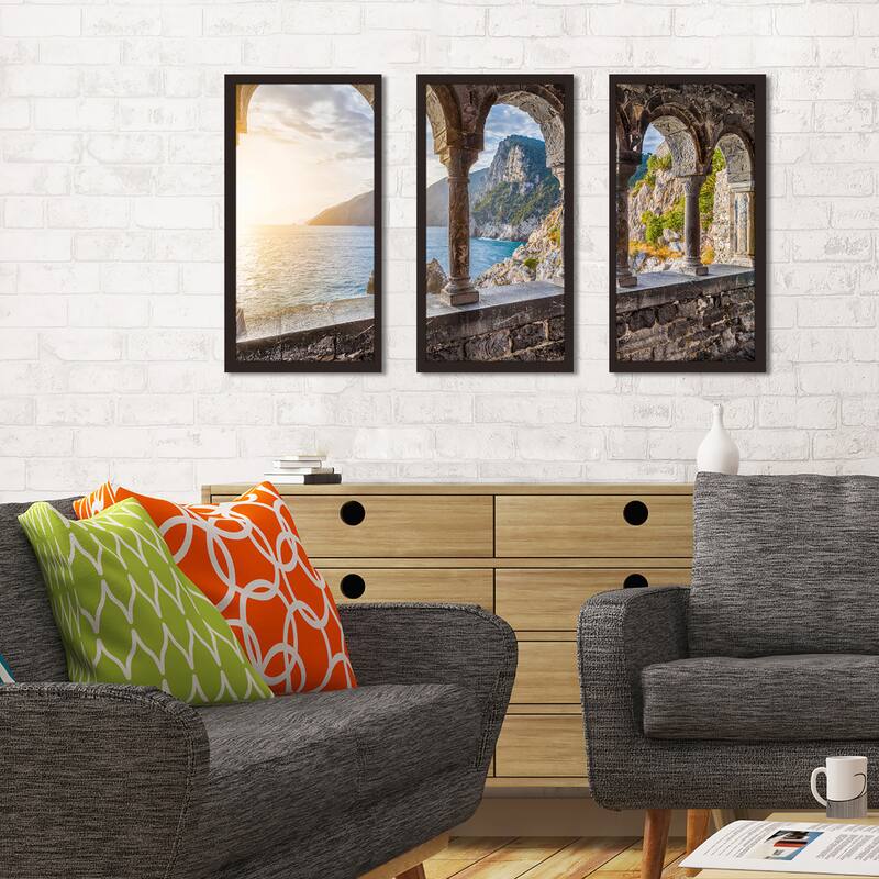 "Chiesa di San Pietro, Italy" Framed Plexiglass Wall Art Set of 3