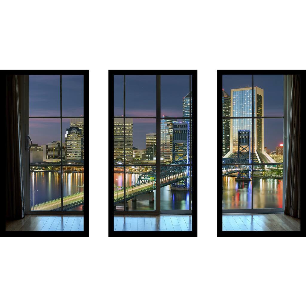 Jacksonville, Florida, USA downtown city skyline Window' Framed