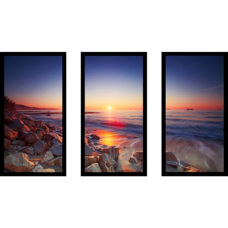 Beautiful sunrise over the horizon' Framed Plexiglass Wall Art (Set of 3)