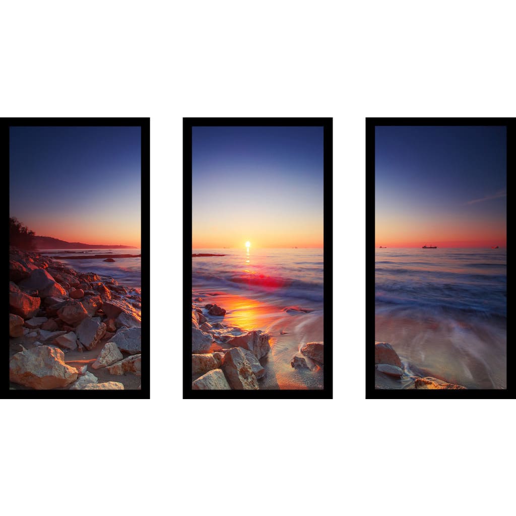 Beautiful sunrise over the horizon' Framed Plexiglass Wall Art (Set of 3)