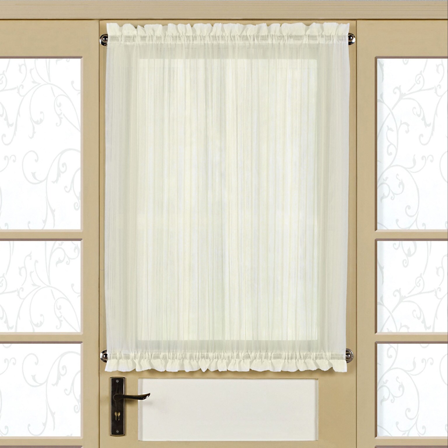 Shop Semi Sheer Micro Stripe 40 Inch Tailored Door Curtain Panel