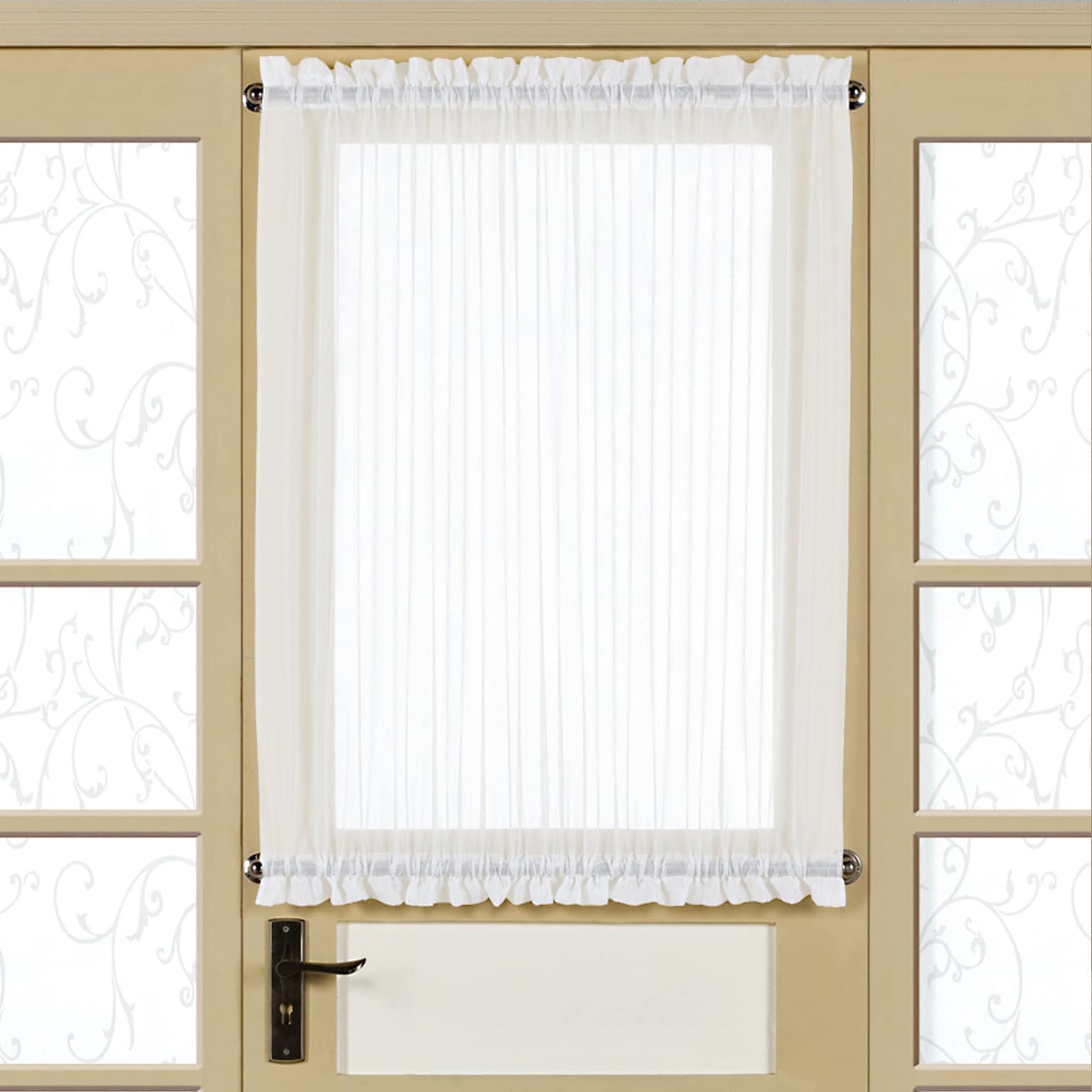 Shop Semi Sheer 40 Inch Tailored Door Curtain Panel With Tieback