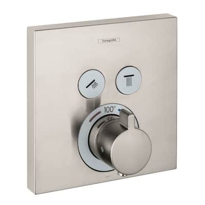 Hansgrohe HG ShowerSelect E Thermostatic Trim 2 Function, Square in Brushed Nickel