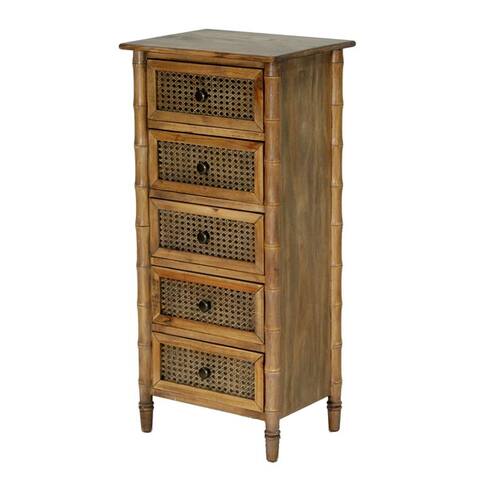 Wallace Collection Bamboo Look Rattan Cane 5 Drawer Chest By