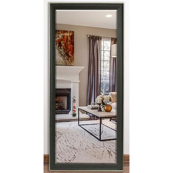 US Made Vintage Black Beveled Full Body Mirror - Black ...