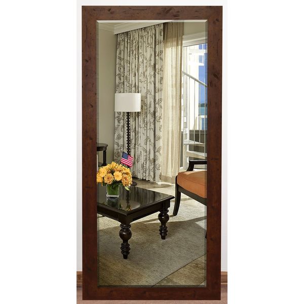 US Made Rustic Dark Walnut Beveled Full Body Mirror - Dark Walnut