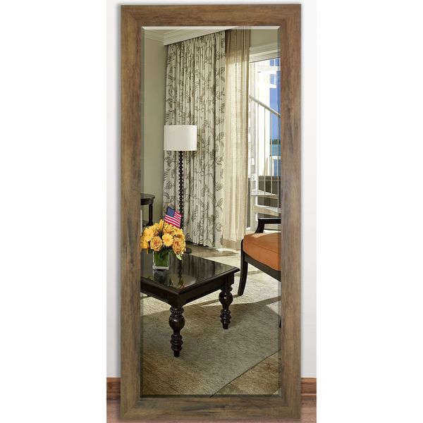 US Made Brown Beveled Full Body Mirror