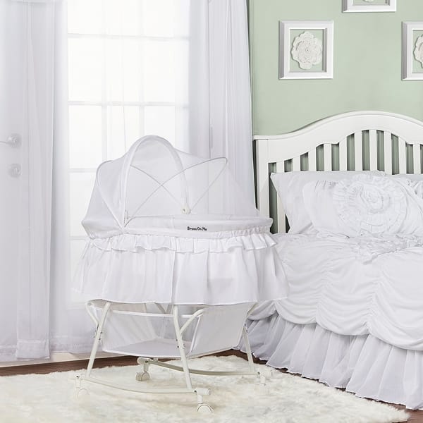 slide 2 of 3, Dream On Me Lacy, Portable 2 in 1 Bassinet and Cradle in white