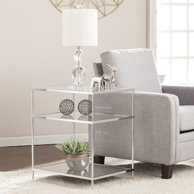 SEI Furniture Grant Glam Mirrored Side Table Chrome