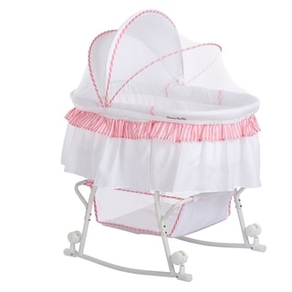 Dream On Me Lacy, Portable 2 in 1 Bassinet and Cradle in Pink and white