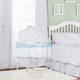 Dream On Me Lacy, Portable 2 in 1 Bassinet and Cradle in Blue and white