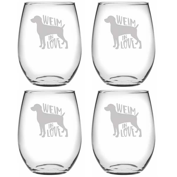 Christmas Animals Stemless Wine Glass Set of 4 - Cocktail Glasses and Drinkware by on The Rox Drinks