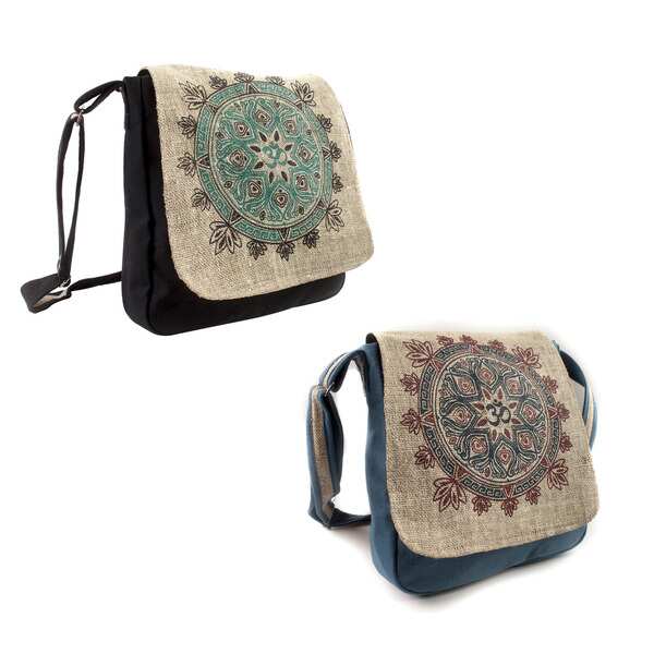 Handmade Mandala Of Om Hemp Blend Crossbody Bag Nepal Free Handmade Mandala Of Om X27 Hemp Blend Crossbody Bag