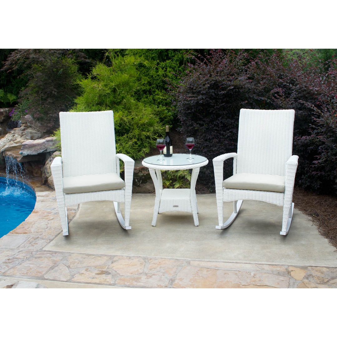 Shop Tortuga Outdoor Bayview Magnolia Rocking Chair 3 Piece Set Overstock 14356927