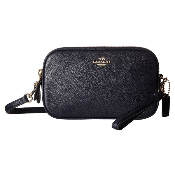 Shop Coach Navy Pebbled Leather Crossbody Clutch Handbag - Free Shipping Today - Overstock ...