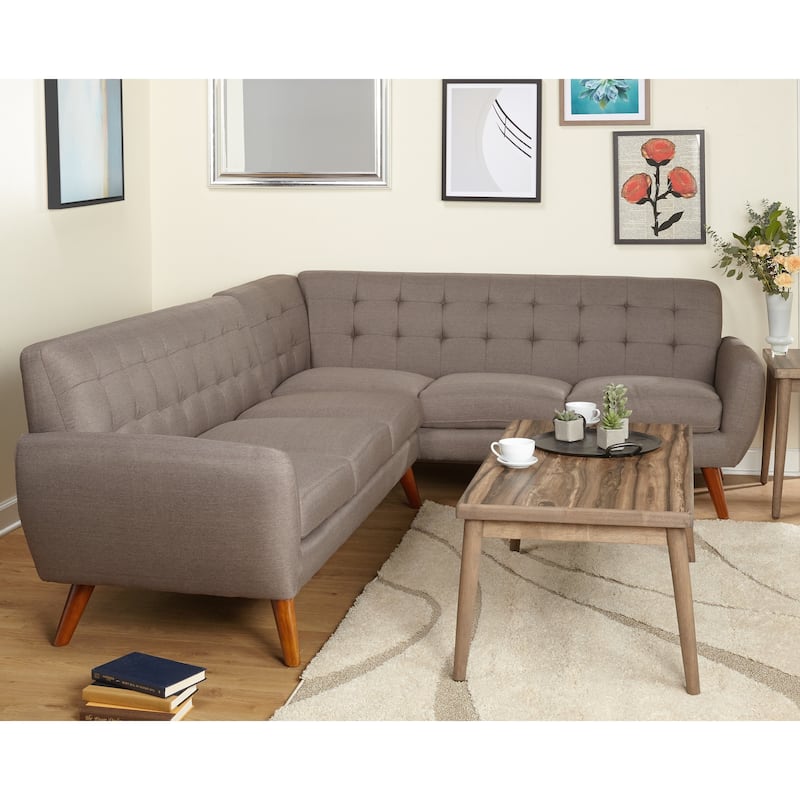Simple Living Livingston Mid-Century Tufted L-shaped Sectional Sofa