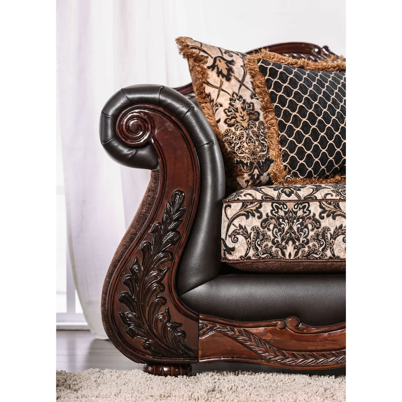 Nave Transitional Brown Faux Leather Loveseat by Furniture of America