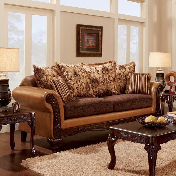 Shop Furniture of America Lenea Traditional Chenille Fabric and Faux ...